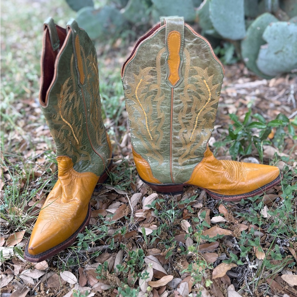 Green and Yellow Cowboy Boots